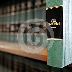 Lawbooks on Shelf for Study Legal Knowledge Wills Estates