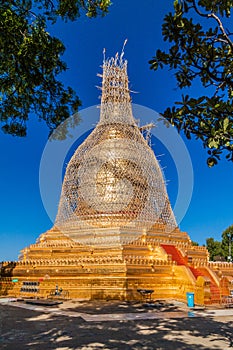 Lawkananda (Lokananda) Pagoda in Bagan, Myanmar. Pagoda is under a scaffolding because of repairs after the earthquake of 201