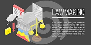 Lawmaking concept banner, isometric style