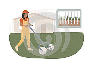 Lawn aeration isolated concept vector illustration. photo