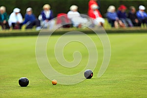Lawn bowls match with spectators