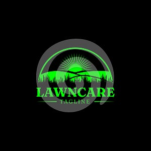 Lawn Care Logo Design With Dark Background