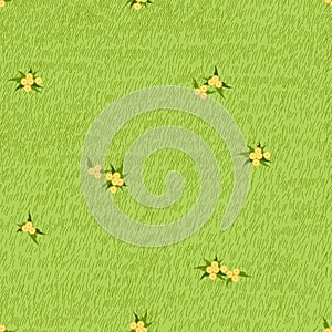 Lawn grass with dandelion seamless in summer,Vector cartoon nature green field texture, Cute meadow, wildflower in spring,Pattern
