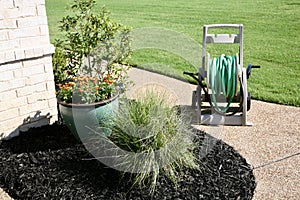 Lawn Landscaped with Flowers and Shrubs