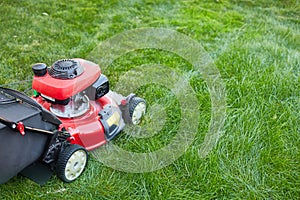 Lawn mover on grass