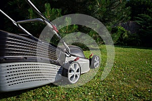 Lawn mover. Lawn moving concept.