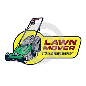 Lawn Mover vector illustration logo design