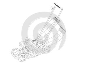 Lawn mower Architect blueprint - isolated