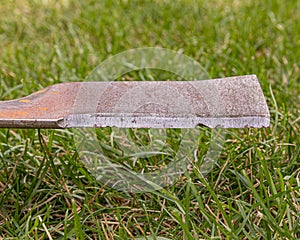 Lawn mower blade worn and dull needing sharpened