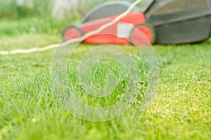 Lawn mower is cleaned from a grass/lawn mower is cleaned from a