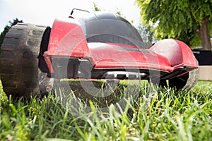 Lawn mower on grass