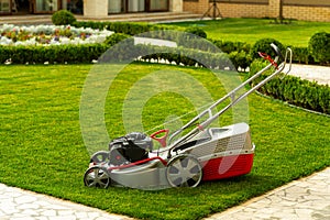 Lawn mower with grass