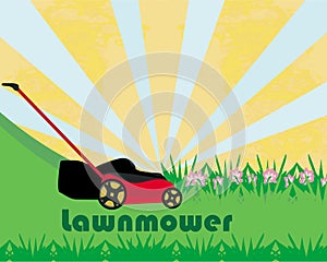 Lawn Mower With Grass - abstract card