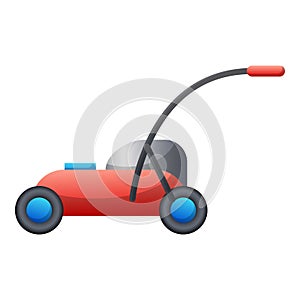 Lawn mower icon, cartoon style