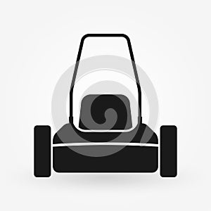 Lawn mower icon. Lawnmower front view silhouette. Lawn mowing logo. Grass care machine. Vector illustration.