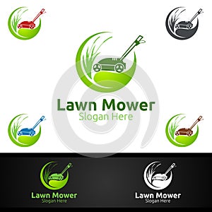 Lawn Mower Logo for Lawn Mowing Gardener Design