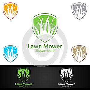 Lawn Mower Logo for Lawn Mowing Gardener Design