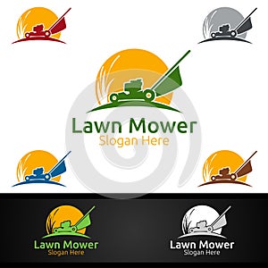 Lawn Mower Logo for Lawn Mowing Gardener Design