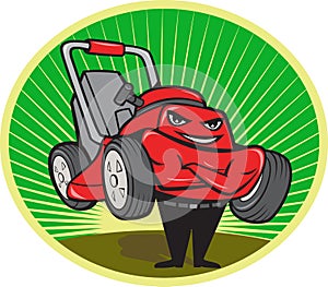 Lawn Mower Man Cartoon Oval