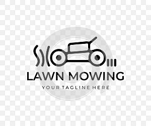 Lawn mower, mower, grass-cutter, mows grass, linear graphic design