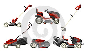 Lawn mower or mower, lawnmower vector icon set.