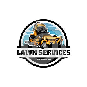 Lawn mower and service illustration logo vector