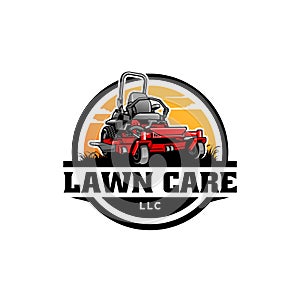 lawn mower and services illustration logo vector