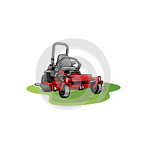 lawn mower and services illustration logo vector