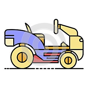 Lawn mower tractor icon color outline vector