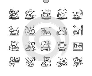 Lawn mower Well-crafted Pixel Perfect Vector Thin Line Icons 30 2x Grid for Web Graphics and Apps.