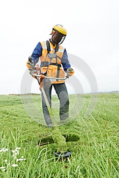 Lawn mower worker