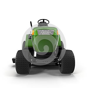 Lawn tractor over white. 3D illustration.