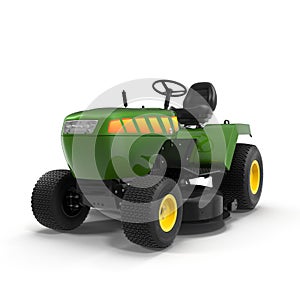 Lawn tractor over white. 3D illustration.