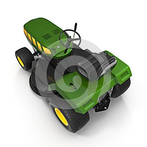 Lawn tractor over white. 3D illustration.