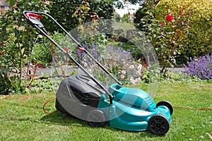 Lawnmower in garden