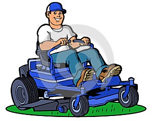 Lawnmower man handyman grass art illustration mechanic