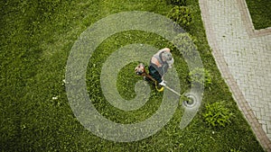 The lawnmower man mows the lawn the view from the top