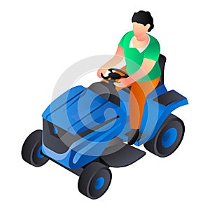 Lawnmower tractor icon, isometric style