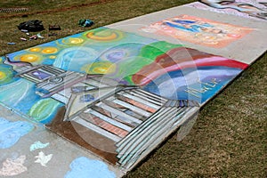 Colorful Chalk Art Covers Sidewalk At Lawrenceville Arts Fest