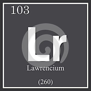 Lawrencium chemical element, dark square symbol