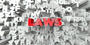 LAWS - Red text on typography background - 3D rendered royalty free stock image