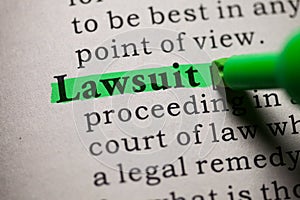 Definition of the word lawsuit photo