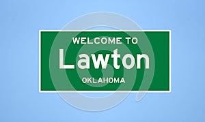 Lawton, Oklahoma city limit sign. Town sign from the USA.