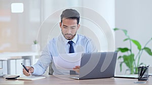 Lawyer and attorney working on corporate plans and compiling legal reports for a case at his desk. Business man and