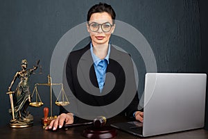 Lawyer business women working and notary signs the documents at office. consultant lawyer, justice and law ,attorney photo