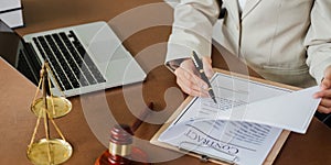 lawyer businessman working or reading lawbook in office workplace for consultant lawyer concept