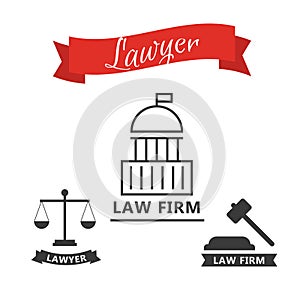 Lawyer concept. Lawyer icons in flat style. Lawyer sign and symbol vector. Lawyer set illustration