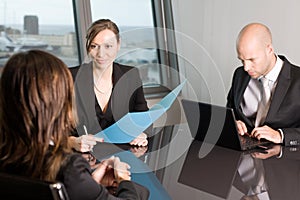 Lawyer consultation in an sky office