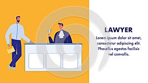 Lawyer Flat Vector Web Banner with Text Space