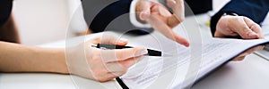 Lawyer Hand Contract Document Review. Auditor photo